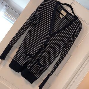 Medium Aerie Striped acrylic wool blend navy white striped cardigan sweater